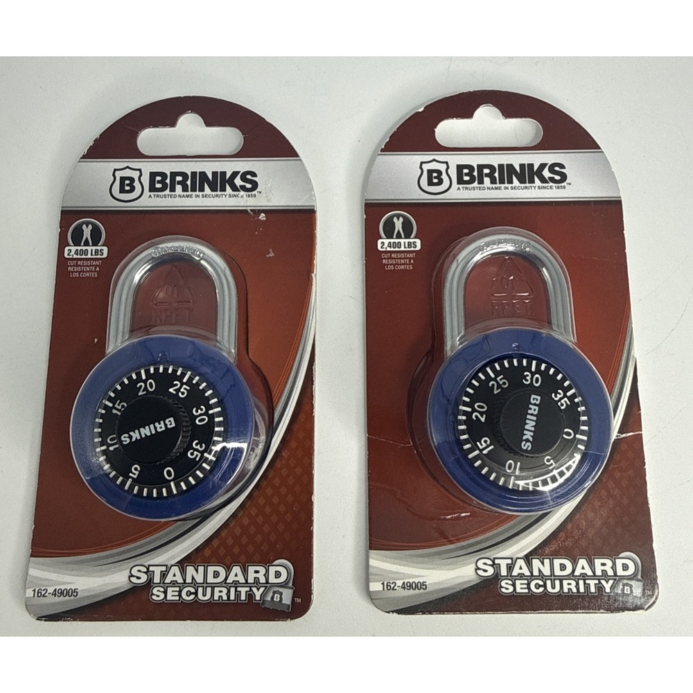 BRINKS 50 Combination Lock Padlock 7/8 inch Standard Security • Blue 2 Pack